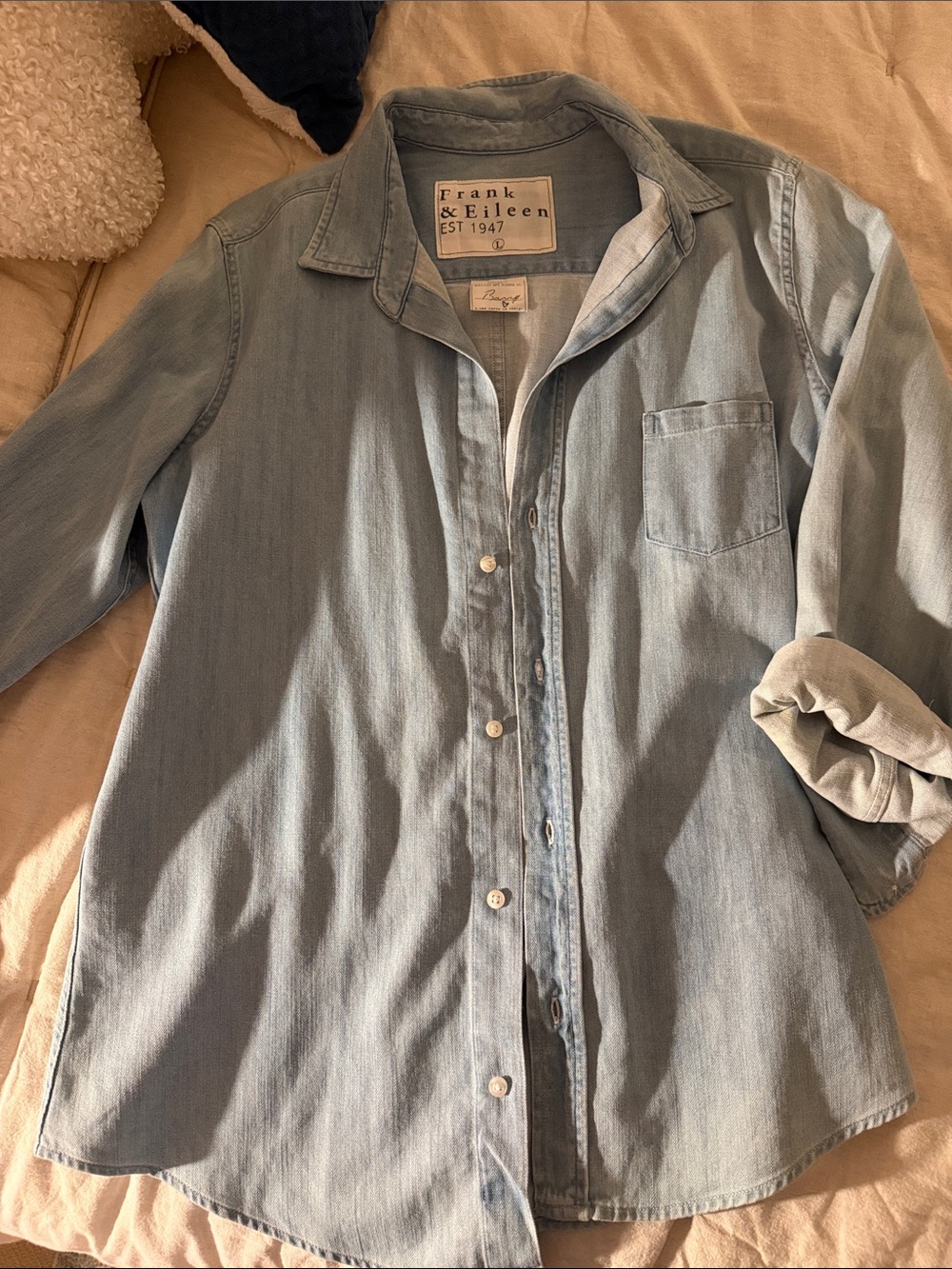 Frank & Eileen Faded Light Blue Denim Shirt - Picture 2 of 5